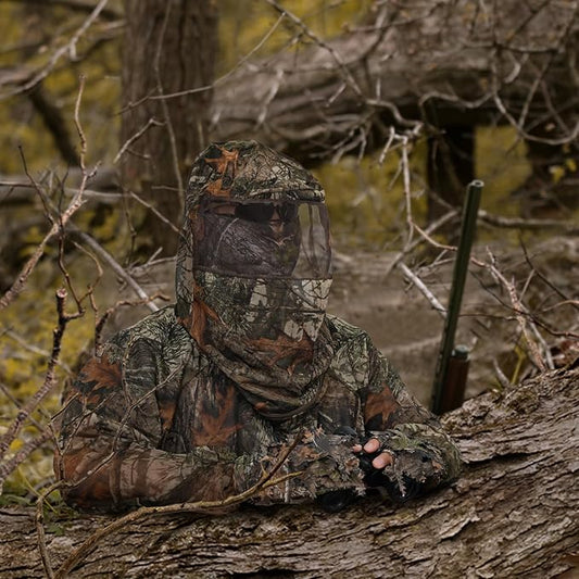 Mosquito Netting Suit Bug Net Mesh Clothing with Hood Outdoor Garden Hunting Camo Protection from Fly Insects Bugs