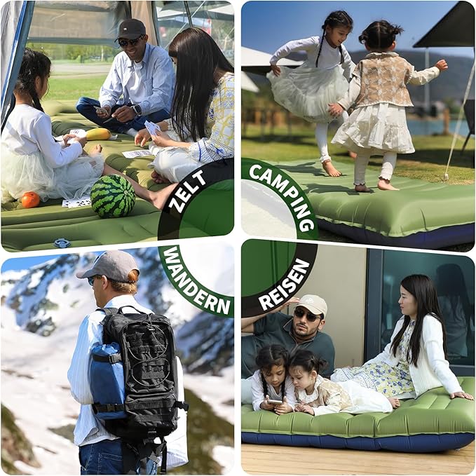 Camping Sleeping Pad, Thick 5 Inch Camping Mat with Pillow Built-in Foot Pump Ultralight Inflatable Sleeping Pads for Camping, Backpacking, Hiking, Tent