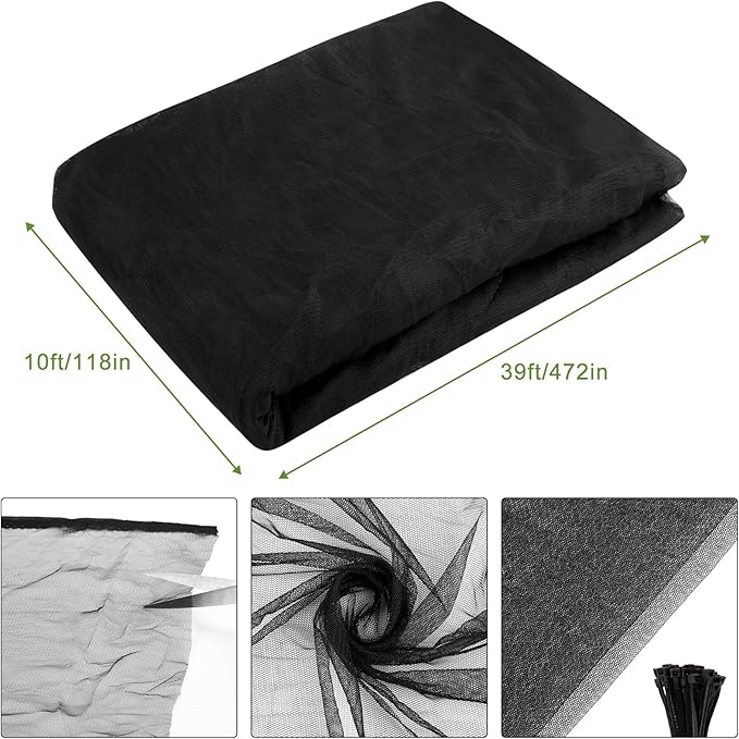 Unves Mosquito Net, 39 x 10 Ft Mosquito Netting for Patio Insect Bird Netting for Garden Protection, Hexagonal Mesh Garden Net Breathable Plant Covers Protect Vegetables Fruits from Birds Bugs