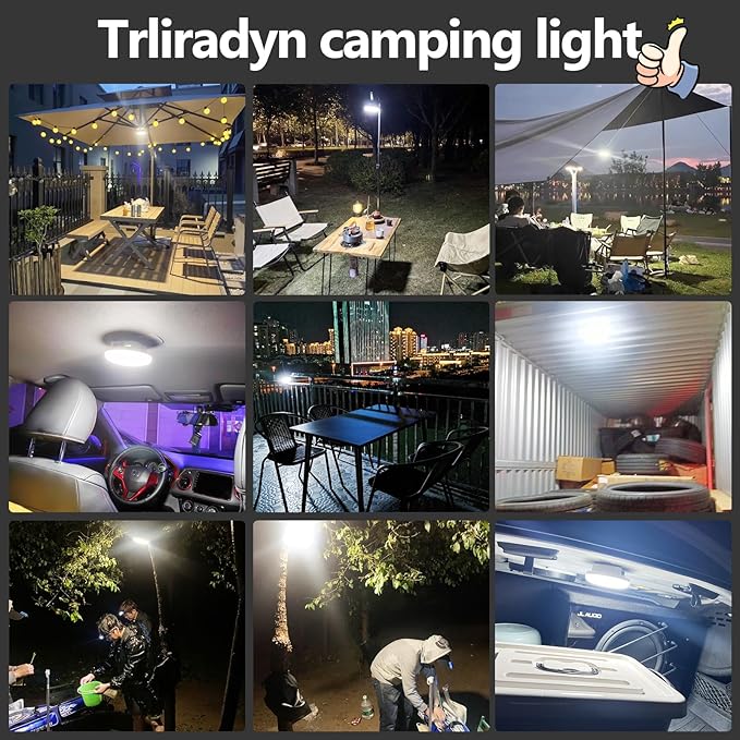 10000mAh Rechargeable Hanging Tent Lighting, Portable 30W 4000LM LED Camping Lantern with Magnet, Power Bank, 4 Lighting Modes, IPX5 Waterproof LED Flashlight for Emergency
