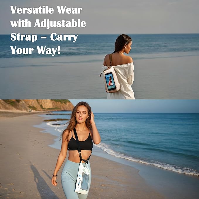 2L Waterproof Dry Bag - Multifunctional Waterproof Dry Pouch for Phone and Valuables - Essential for Outdoor Travel, Beach, Swimming, Boating, Camping (White)