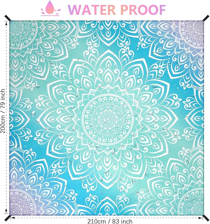 AISPARKY Beach Blanket Waterproof Sandproof Quick Drying Beach Mat Extra Large Outdoor Picnic Blanket for Travel Camping Hiking (MTL-JB-Blue, 79" X 83")