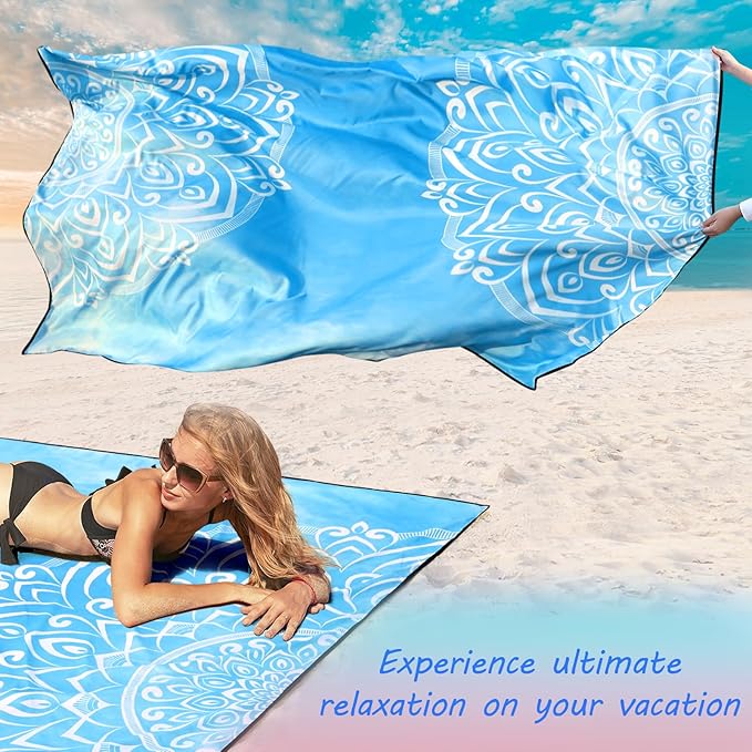 AISPARKY Beach Blanket Waterproof Sandproof, Oversized Large Beach Mat 79" X 83"/120"x108" for 1-8 Adults, Quick Drying&Compact&Lightweight, Picnic Mat Vacation Essentials for Beach Camping Travel