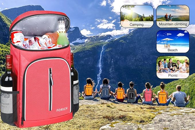 FORICH Soft Cooler Backpack Insulated Waterproof Backpack Cooler Bag Leak Proof Portable Small Cooler Backpacks to Work Lunch Travel Beach Camping Hiking Picnic Fishing Beer for Men Women