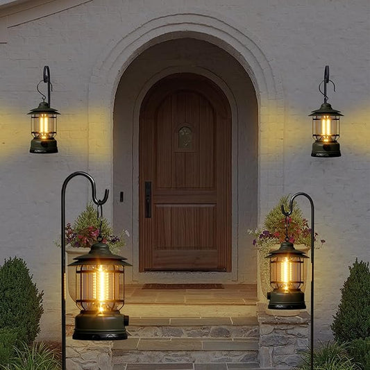 1 Pack Camping Lantern Battery Powered with Stepless Dimming, Rechargeable Battery LED Lantern for Power Outage, Camping Essentials Light for Emergency, Hurricane, Camping,Tent