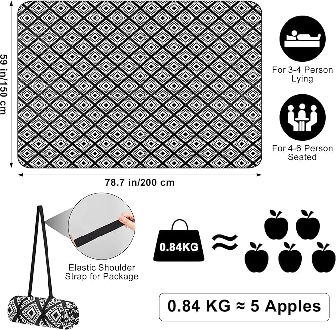 ICOSY Picnic Blankets Beach Blanket, Waterproof Outdoor Blanket Sandproof Picnic Camping Mat Camping Essentials 78" x 59"