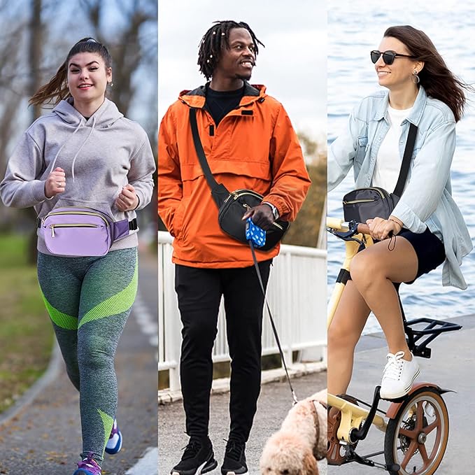 Fanny Packs for Women Men Fashion Plus Size Waist Pack Belt Bag Fanny Pack for Girls Boys with 5 Pockets Adjustable Belt, Cute Bum Bag Hip Bags for Travel Disney Running