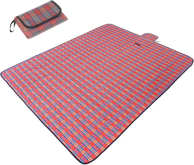 Wind Tour Family Outdoor Waterproof Durable Picnic Blankets with Carry Strap Foldable Sandproof Picnic Floor Mat for Kids Playground Camping Hiking Grass Travelling (1, Red-78.7 * 78.7 in)