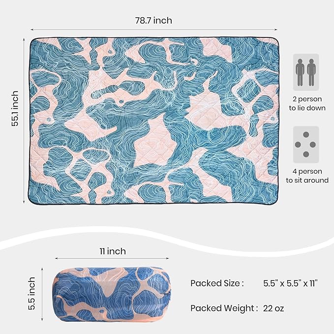 Waterproof Outdoor Blanket, 78.7x55inch, Printed Large Picnic Blankets, Foldable Picnic Mat, Camping Blanket for Picnic, Grass, Park, Lawn, Beach - Abstract Line