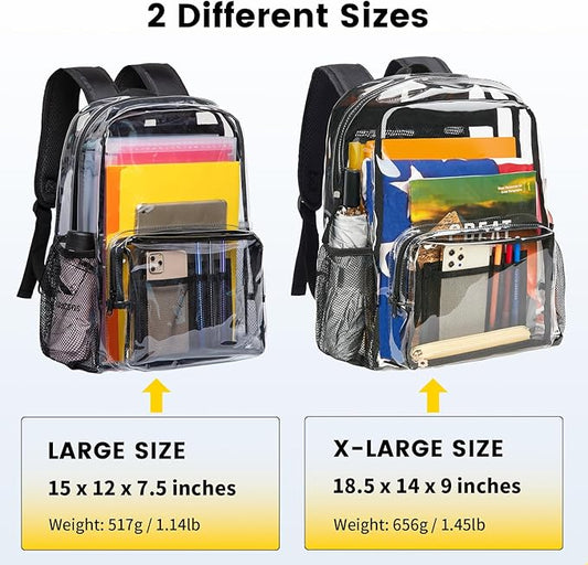 Vorspack Clear Backpack - Heavy Duty PVC Transparent See Through Backpack for College & Workplace