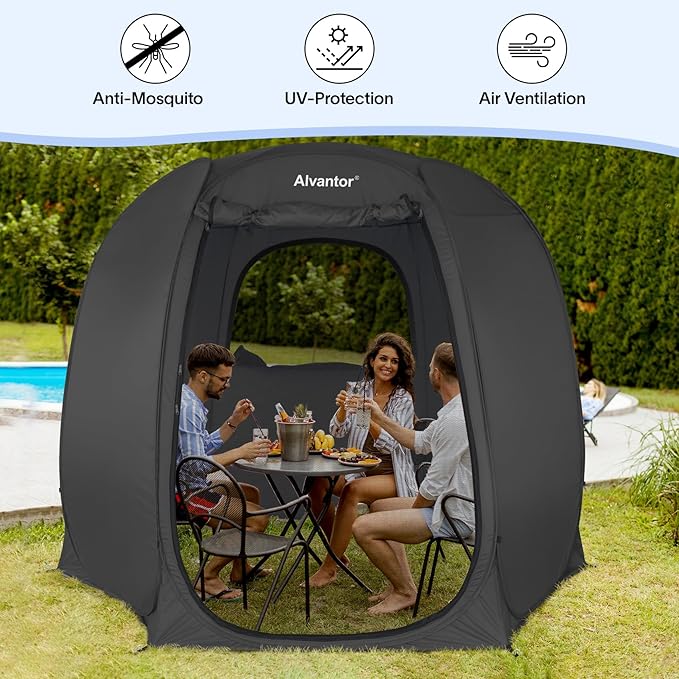 10'x10'Pop Up Outdoor Camping Tent Canopy Sun Shade Gazebo Screen Tent All Season Sun Shelter Patio Screen House Room, Privacy Room with 2 Layers Door (Mosquito Net & Fabric) Water&UV Resistant