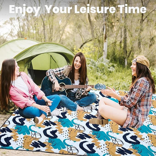 Waterproof Outdoor Blanket, 78.7x55inch, Printed Large Picnic Blankets, Foldable Picnic Mat, Camping Blanket for Picnic, Grass, Park, Lawn, Beach - Blue Painting