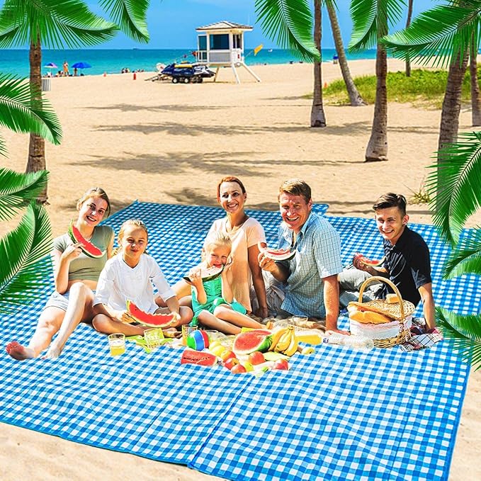ZHUYNXIR Extra Large Picnic Blanket, 87x87 inch Waterproof Picnic Blanket, Gingham Picnic Mat for Beach, Camping Grass Picnic Blankets.