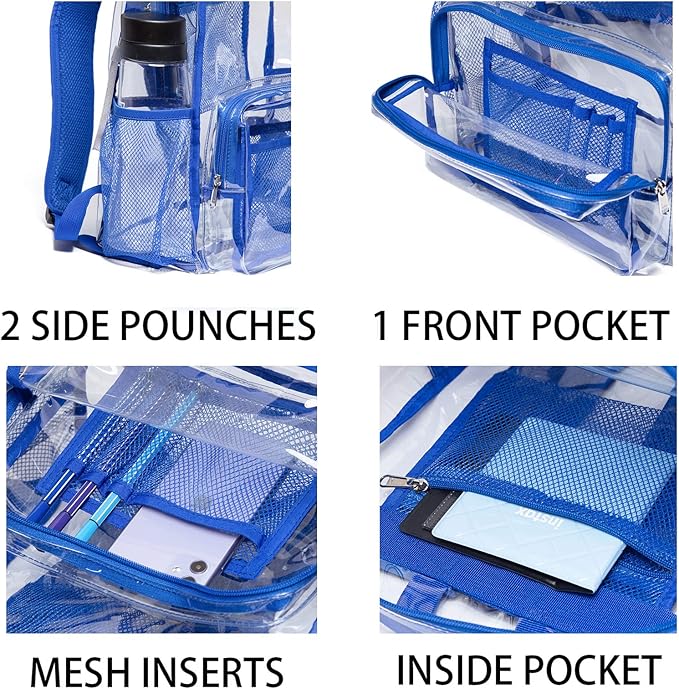 Vorspack Clear Backpack - Heavy Duty PVC Transparent See Through Backpack for College & Workplace