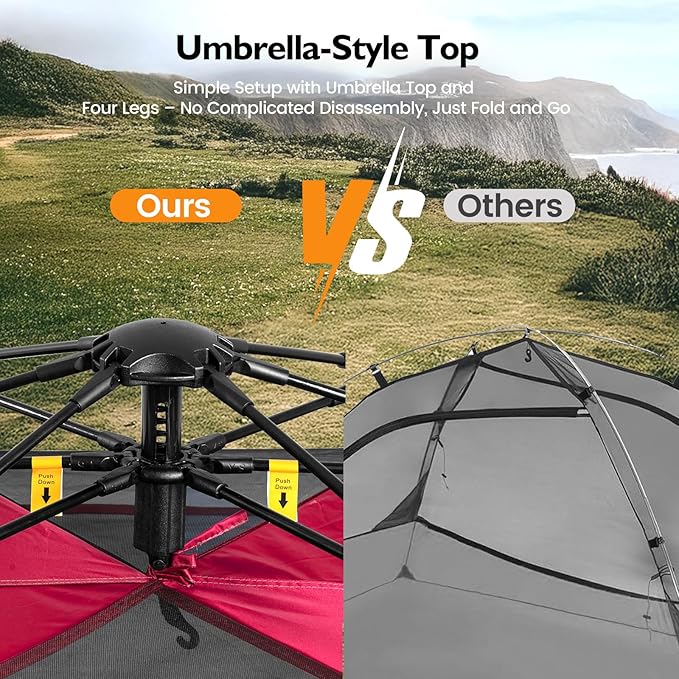 Camping Tent 2 Person, Waterproof & Blackout Double Layer Pop Up Outdoor Tent for Park, Picnic, Travel, Portable and Easy Setup