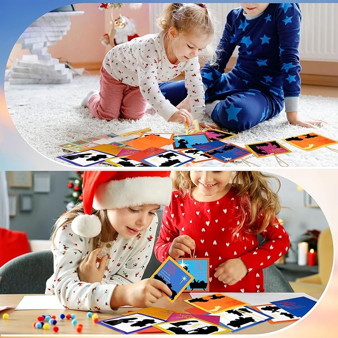 30 Pcs Nativity Crafts for Kids Away in a Manger Ornament Craft Kit Religious Crafts for Kids Christmas Tree Ornaments Jesus Birth DIY Nativity Christmas Activities Classroom Party Favors