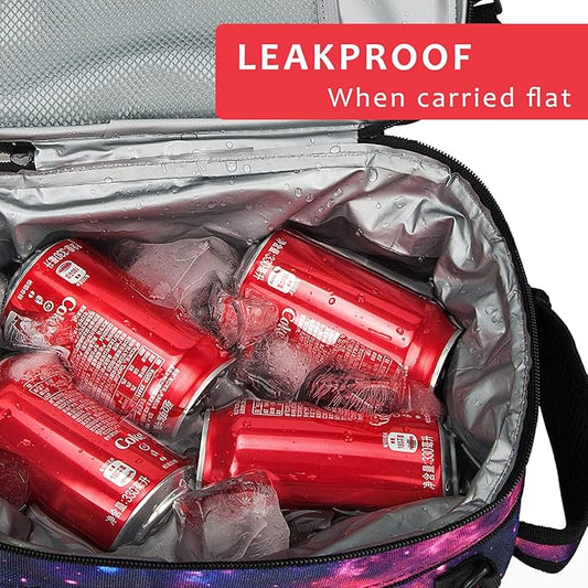 Expandable Insulated Lunch Bag, Leakproof Flat Lunch Cooler Tote with Shoulder Strap for Men and Women, Suitable for Work & Office by Tirrinia, Starlight