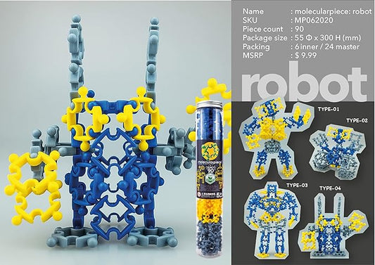 Robot (90 pcs) Eco-Friendly 4D STEM Educational Building Toy for Creative Kids | Party Activity | Gift Idea | Portable | Travel-Friendly | Durable | Hours of Fun | Build Up Your Own