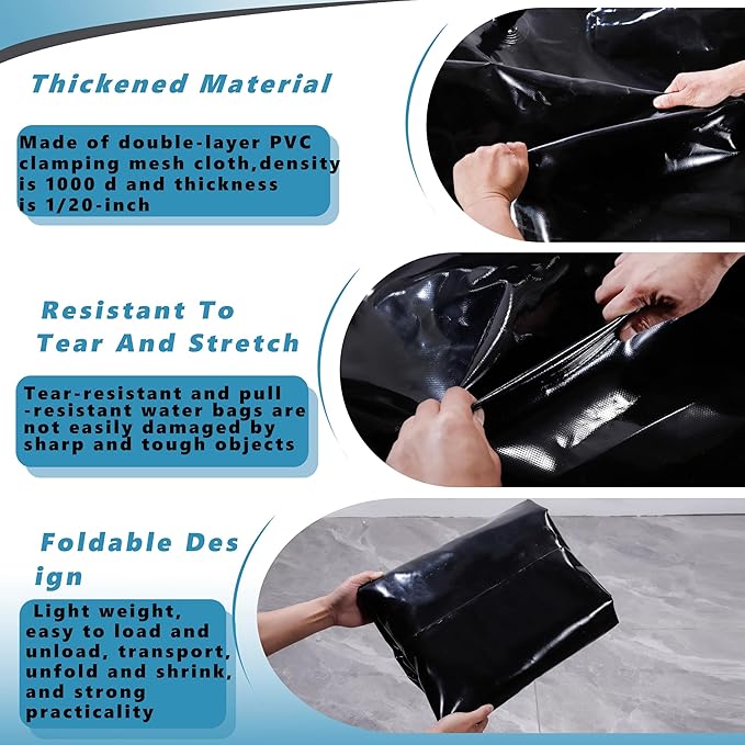 400 L/100 Gal Water Bladder Tank, Foldable Portable Water Storage Container, Emergency Water Bag for RV, Truck Bed, Fire Prevention, Drought Resistance, Black