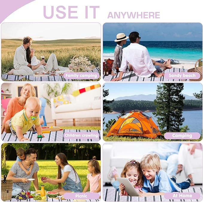 Oversized Waterproof Picnic Mat, Dustproof Washable Outdoor Beach Mat. Suitable for Camping, Outdoor, Beach, Party and Concert. (Dark Green & Light Brown, 80" x 60")