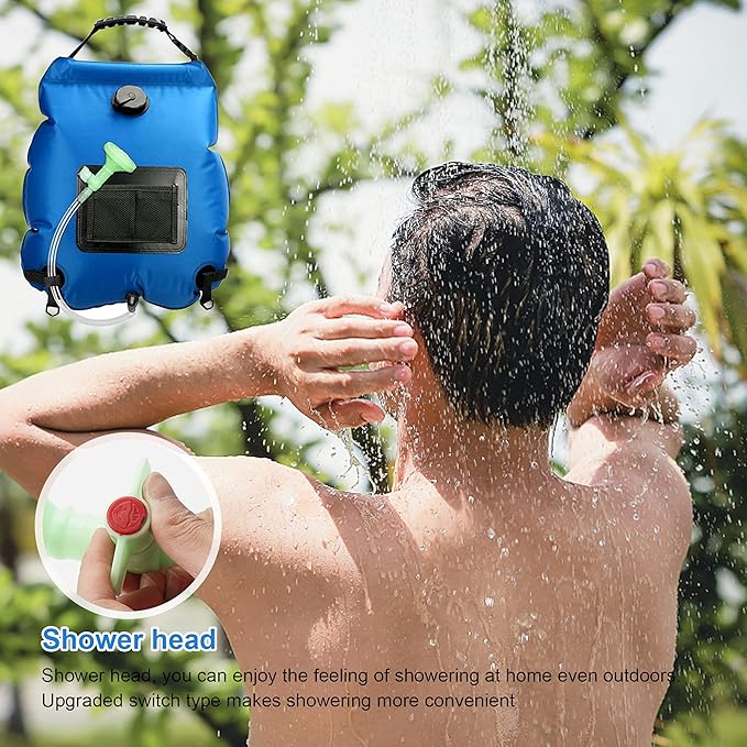 Solar Shower Bag, Solar Heating Camping Shower Bag, 5Gal(20L) Portable Camping Shower Bag, with Removable Hose and On-Off Switchable Shower Head, for Outdoor Traveling/Climbing/Hiking/Beach/Swimming