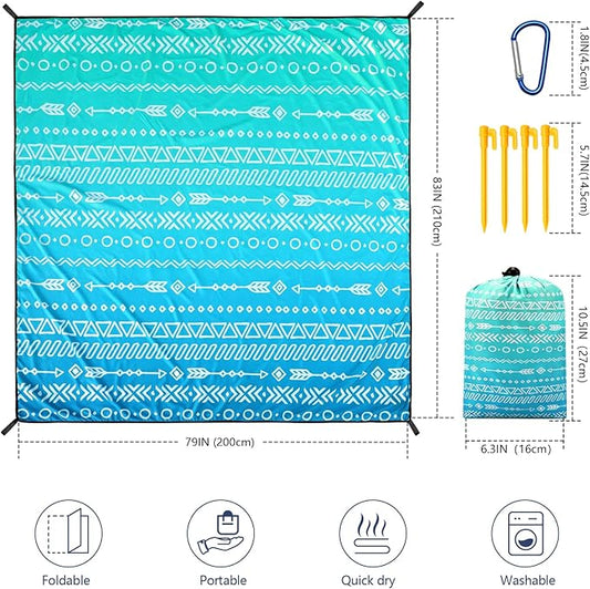 AISPARKY Beach Blanket Waterproof Sandproof, Oversized Large Beach Mat 79" X 83"/120"x108" for 1-8 Adults, Quick Drying&Compact&Lightweight, Picnic Mat Vacation Essentials for Beach Camping Travel