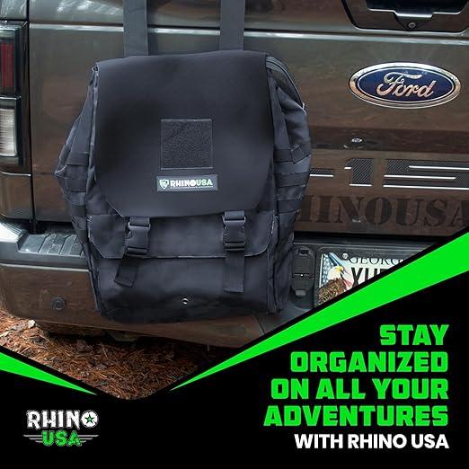 Rhino USA Tail Gate Trash Bag – Molle Compatible Overlanding Gear, Camping Essentials & Ultimate Accessory for Jeep Gladiator, Trucks & More - Black