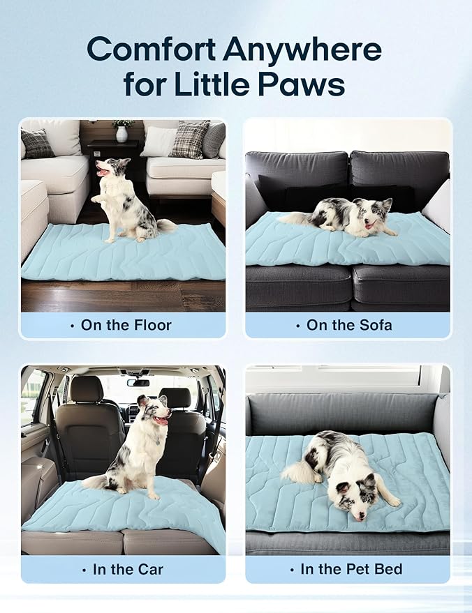 ZonLi Dog Cooling Mat, 20" x 16"Small, Reversible Cooling Pad for Cats & Rabbits (Cool & Warm), Durable & Machine Washable, Pet Mat for Crate, Kennel, Bed, Sofa, Polar Blue