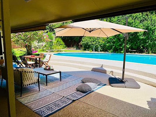 BalajeesUSA Outdoor Plastic Patio Rugs – 9x12, Grey, Teal Durable and Affordable Multipurpose Woven Plastic Straw All-Weather and Waterproof Rug Reversible Camper Mats Large rv mats Outdoor