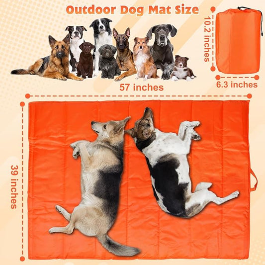 BWOGUE Large Outdoor Dog Bed, Portable Waterproof Camping Mat, Washable Travel Mat with Carry Bag for Medium and Large Dogs, 57"X39" (Orange)