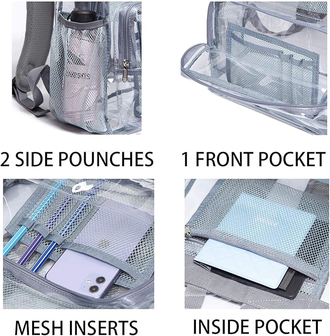 Vorspack Clear Backpack - Heavy Duty PVC Transparent See Through Backpack for College & Workplace