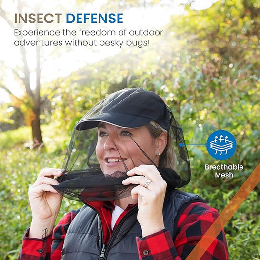 EVEN NATURALS Premium Mosquito Head Net - Ultra-Fine Bug Net for Maximum Head Protection – Lightweight, Breathable Insect Shield for Camping, Hiking and Outdoor Adventures - 25x26x39 Inches