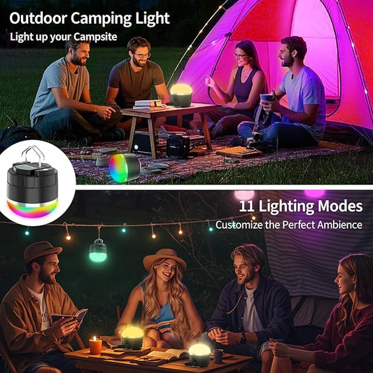 LED Camping Lantern Rechargeable, 1000LM Portable Camping Tent RGB Light with 10 Light Modes & Magnetic Base, 4000mAh Emergency Hanging Light for Hurricane, Power Outage, Camping, Hiking