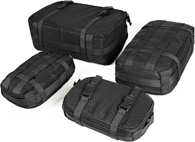4 Set Tactical Packing Cubes ,Compressible Mesh Duffle Storage Bag,Portable Edc Molle Pouch Organizer.