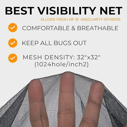 Flammi Mosquito Net Hat Safari Hat UPF 50+ Sun Protection Boonie Hats for Men with Neck Flap Fishing Hiking Hat for Men/Women