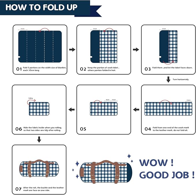 PortableAnd Picnic Blankets, 3 Layer Soft Fleece Blanket for Beach,Camping on Grass, Waterproof, Sandproof, Best Gift for Couple & Families, Black and Gray Checkered