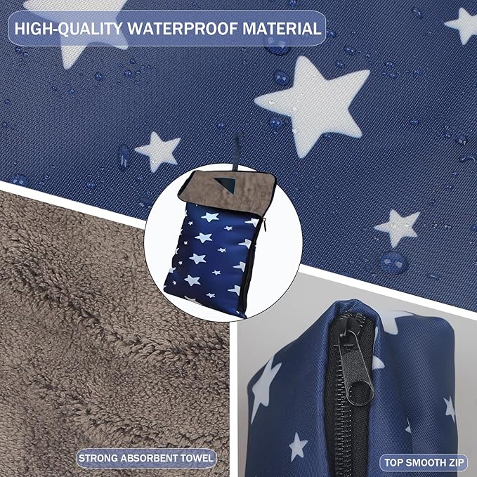 Wet Dry Bags with Embedded Towel Portable Sack Bags with Oxford zipper for Swimsuit Umbrella Wet Cloth
