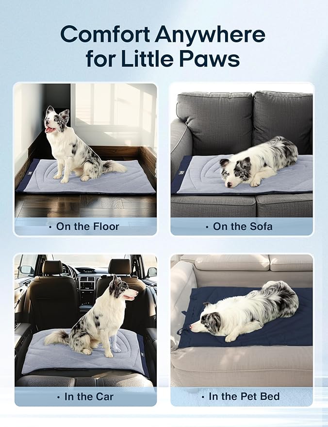 ZonLi Dog Cooling Mat, 59" x 40"Extra Large, Waterproof Cooling Pad for Dogs & Cats, Portable & Durable Pet Mat for Crate, Trunk, Camping, Outdoors, Machine Washable, Tidal Blue