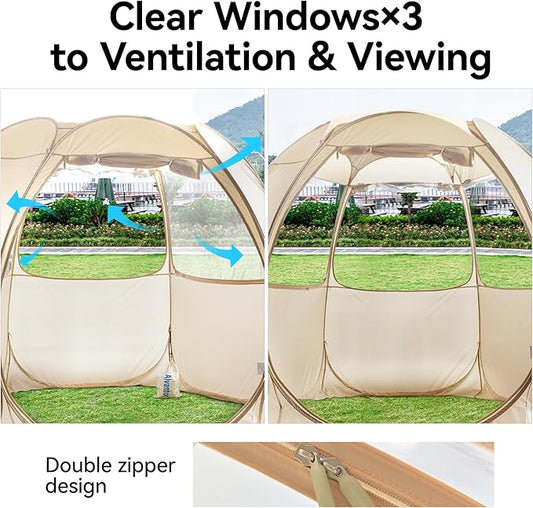 LEEDOR Pop Up Screen House Tent, UPF 50+ and Windproof Dome Outdoor Canopy Tent with Roll Up Zipped Door Privacy Gazebo, Compact and Lightweight for Party Camping Fishing Picnic, Grey