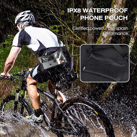 MoKo Waterproof Phone Pouch Wallet Bag, IPX8 Adjustable Sling Chest Crossbody Bag for Men Women Nylon Water-Resistant Dry Bag Case for Water Sports Boating Fishing Cycling Snorkeling Kayaking Beach