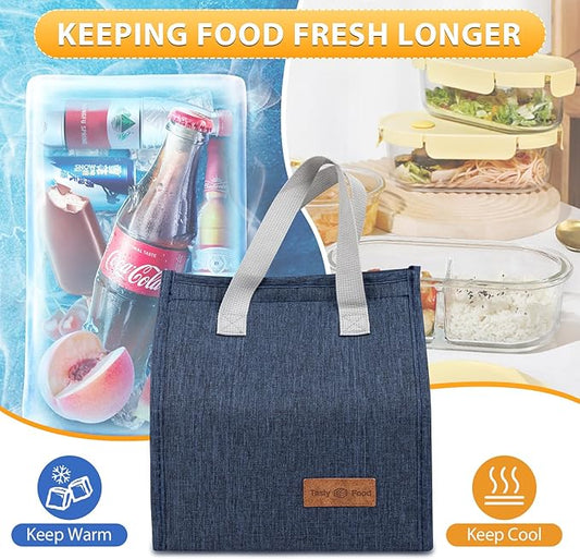 24 Pack Lunch Bags Bulk,Insulated Reusable Lunch Bags with Aluminum for Women Men,Leakproof Tote Large Lunch Box for Office,Work,Beach or Travel,Black