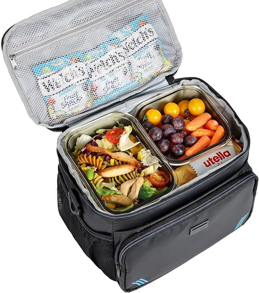 ZEEMO Insulated Lunch Bag for Men Women, Cooler with Adjustable Shoulder Strap, Leakproof Box for Work, Picnic, Black