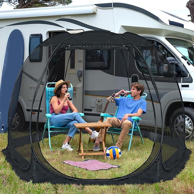 Alvantor Screen House Gazebo, 6-10-15 Person Pop Up Igloo Screened Canopy Tent with Mosquito Netting Sides, Instant UV Resistant Sun Shelter for Garden, Patio, Backyard