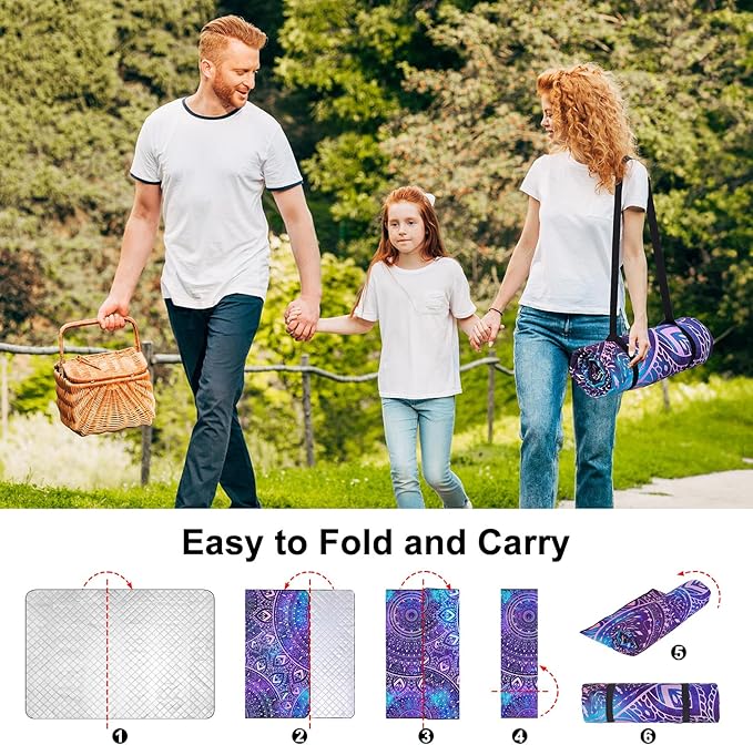 ICOSY Picnic Blankets Beach Blanket, Waterproof Outdoor Blanket Sandproof Picnic Camping Mat Camping Essentials 78" x 59"