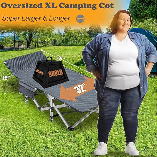 ABORON 2PK Oversized Folding Camping Cot for Adults, Double Layer 1200D, 500lb Capacity, Heavy Duty Guest Cot with Mat & Carrying Bag for Indoor & Outdoor Use