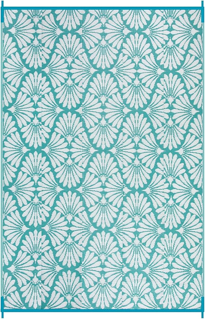 Lahome Waterproof Outdoor Rugs for Camping 6x9, Plastic Straw Lightweight Portable Reversible Rv Rug, Outdoor Carpet for Pool Beach Balcony Tent Patio Deck, Teal 6'x9'