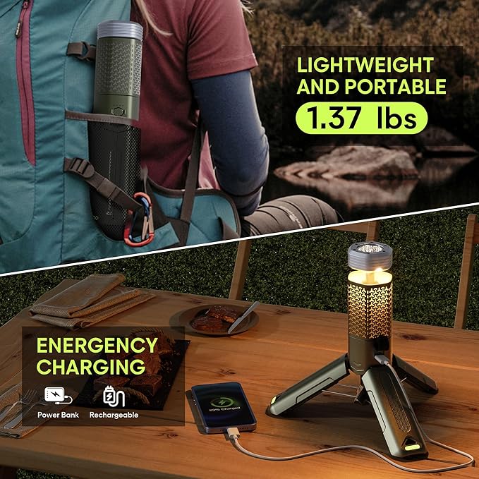 YOUKOYI Camping Light with Telescopic and Collapsible Portable Night Light 10500mAh Battery Magnetic Base Flash Light, IP67 Waterproof Lantern for Hiking Camping Adventure Emergency Lighting