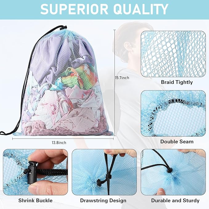 100PCS Drawstring Laundry Bags - Multicolor Nylon Mesh Gym, Travel, Beach & Storage Bags with Locking Closure for College, Gym, Yoga, Sport