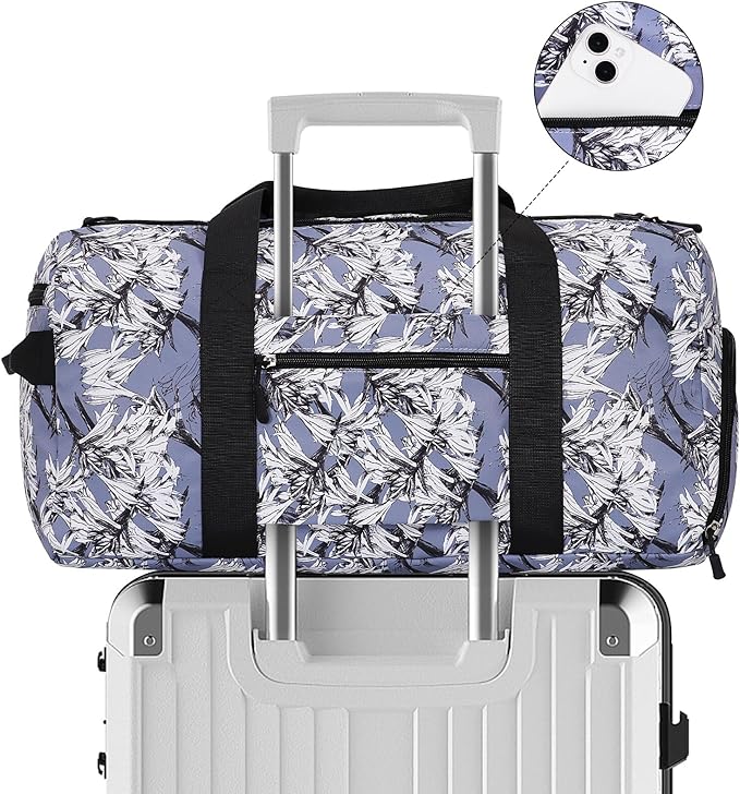 KAMO Travel Duffle Bag, Weekender Bags for Women with Shoe Compartment, Gym Bag for Women with Wet Pocket Workout Dance Tote Bag Personal Item Travel Bag with Trolley Sleeve