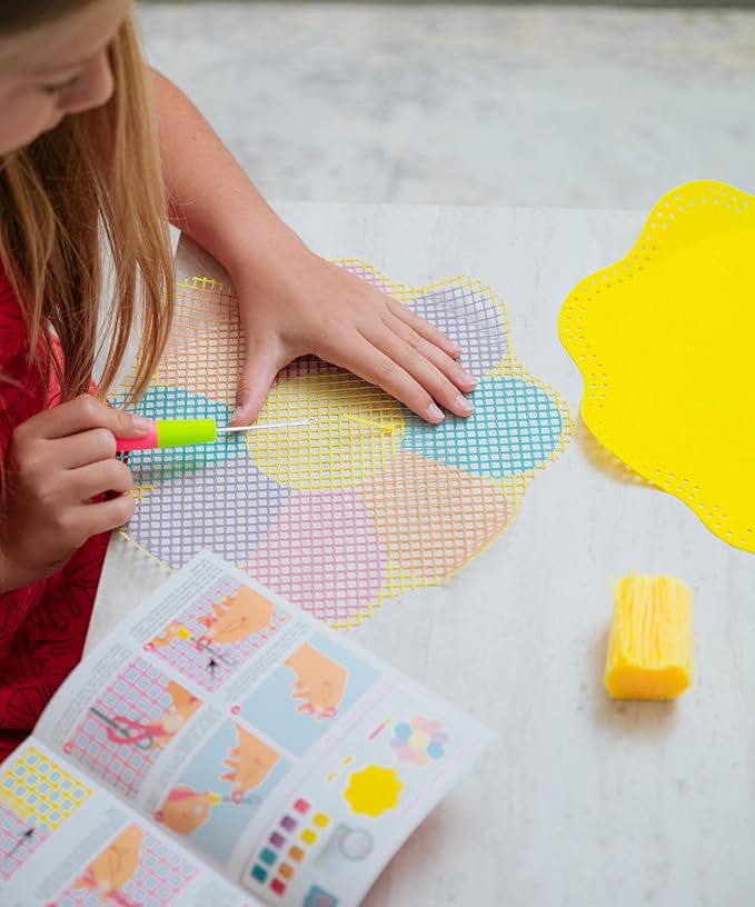 Totally Deco Daisy Latch Hook Hooked Rug Pillow Kit to Make and Display